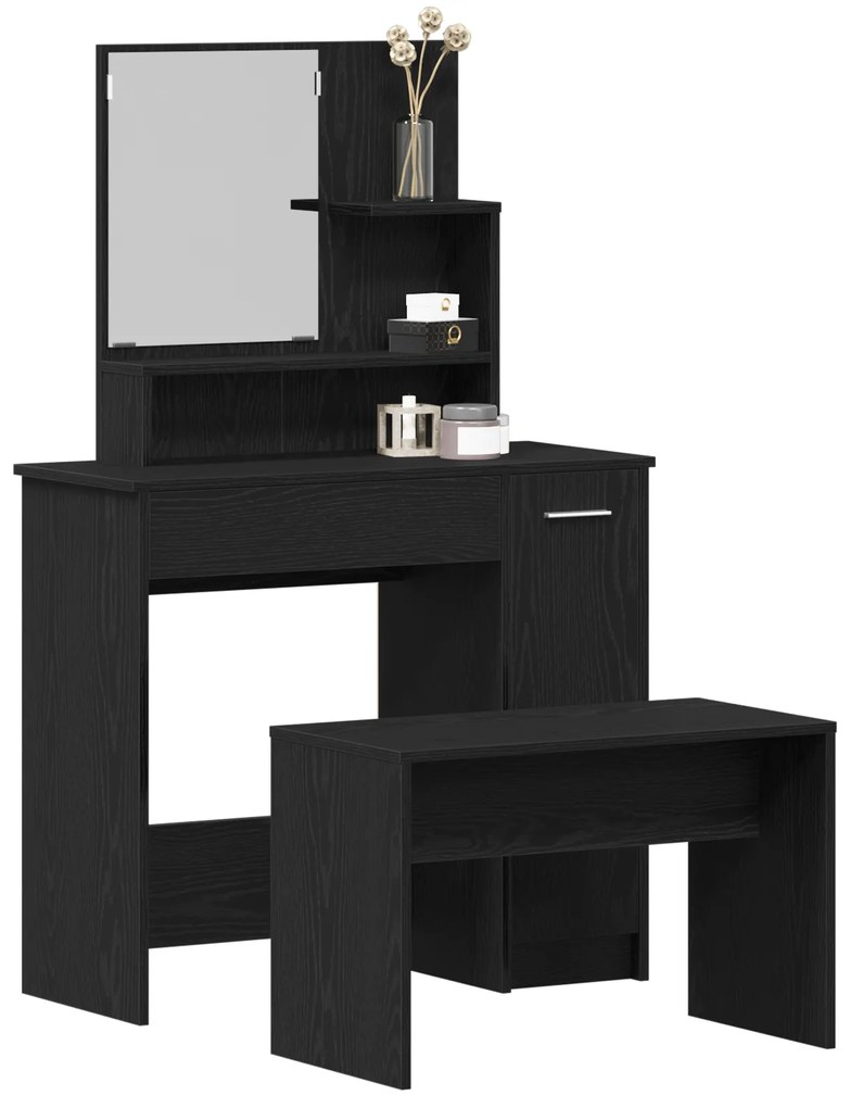 Conjunto de Toucador vidaXL Carvalho Preto Madeira Engenheirada