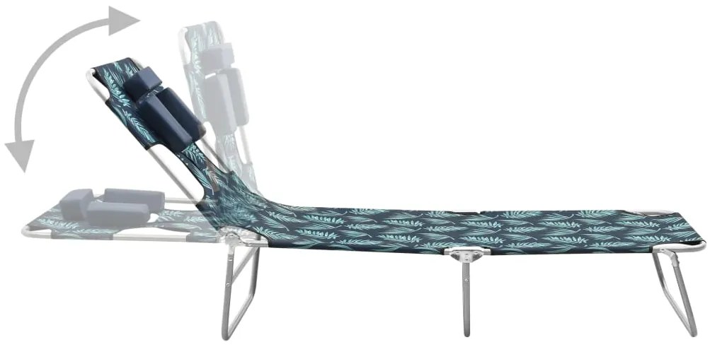 Espreguiçadeira dobrável + almofada cabeça aço design folhas