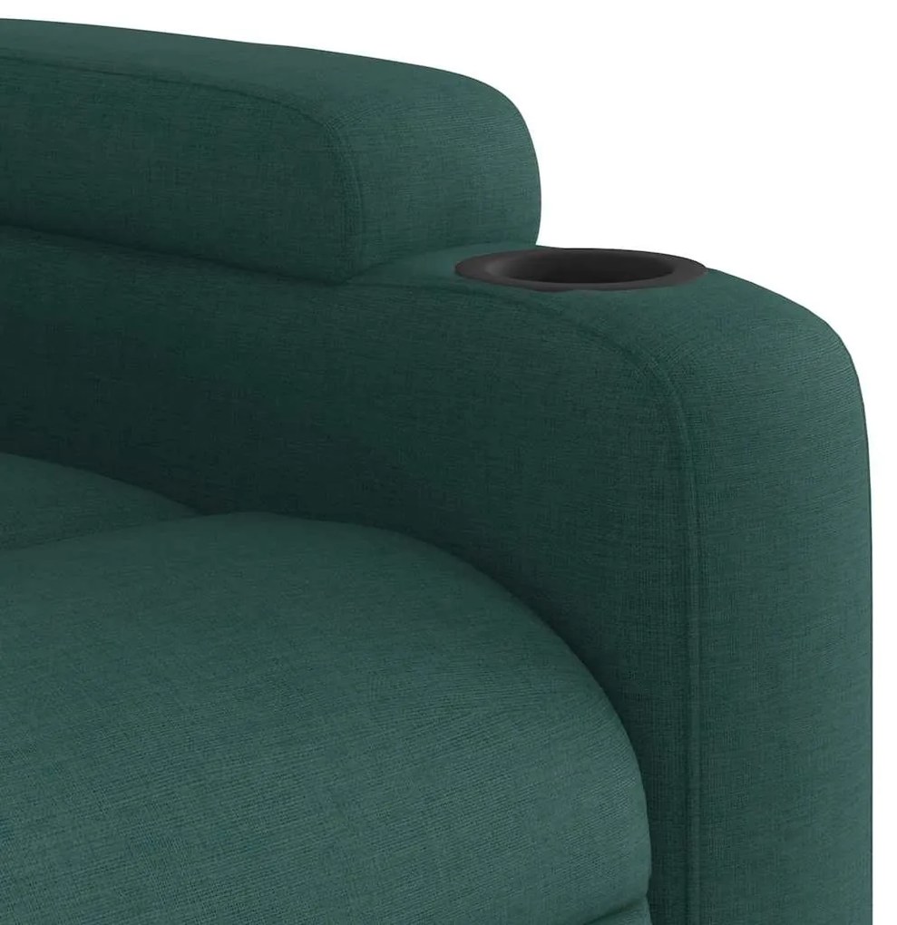 Poltrona de massagens reclinável tecido verde-escuro