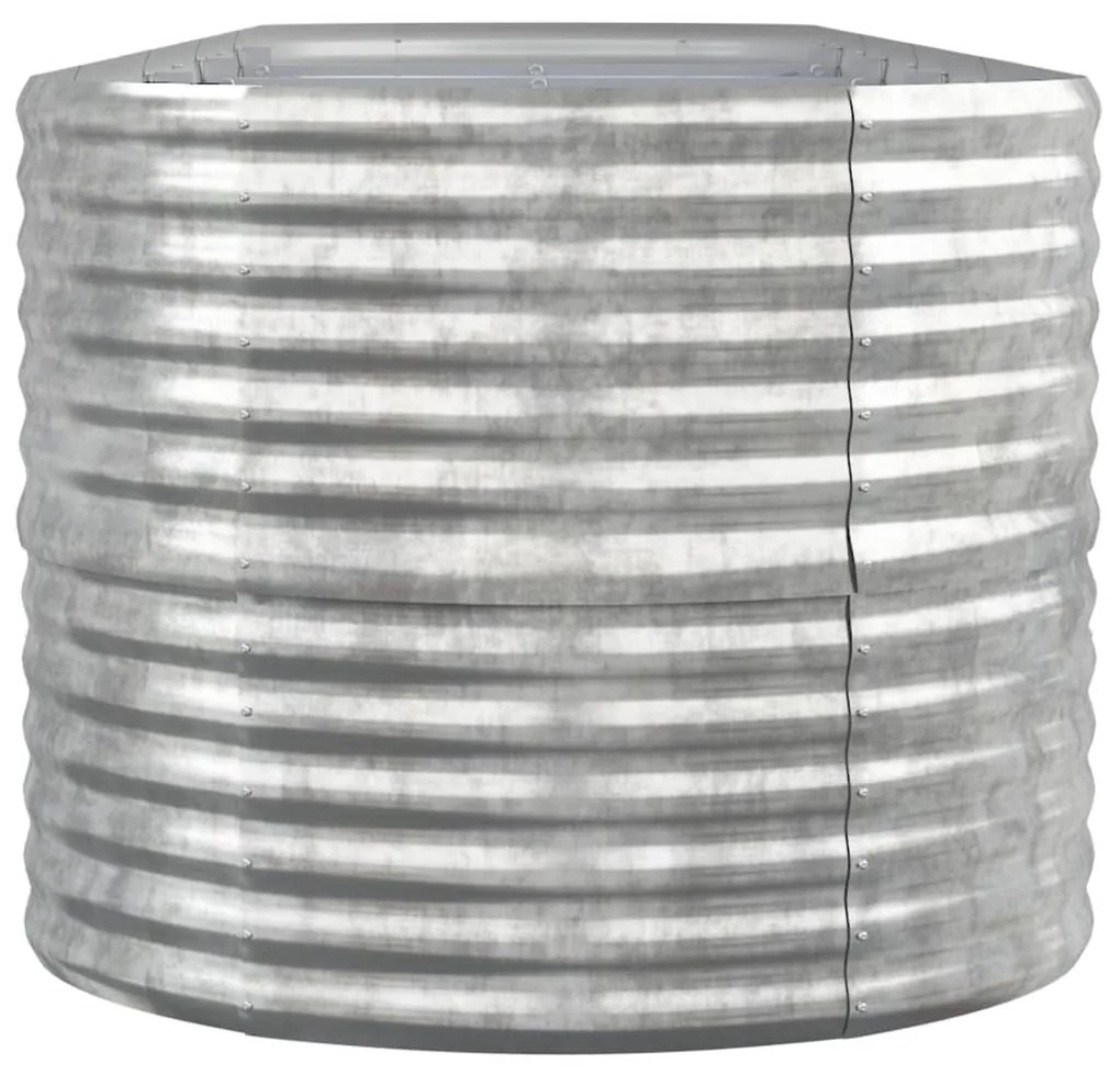 Canteiro elevado jardim 440x80x68cm aço revestido a pó prateado