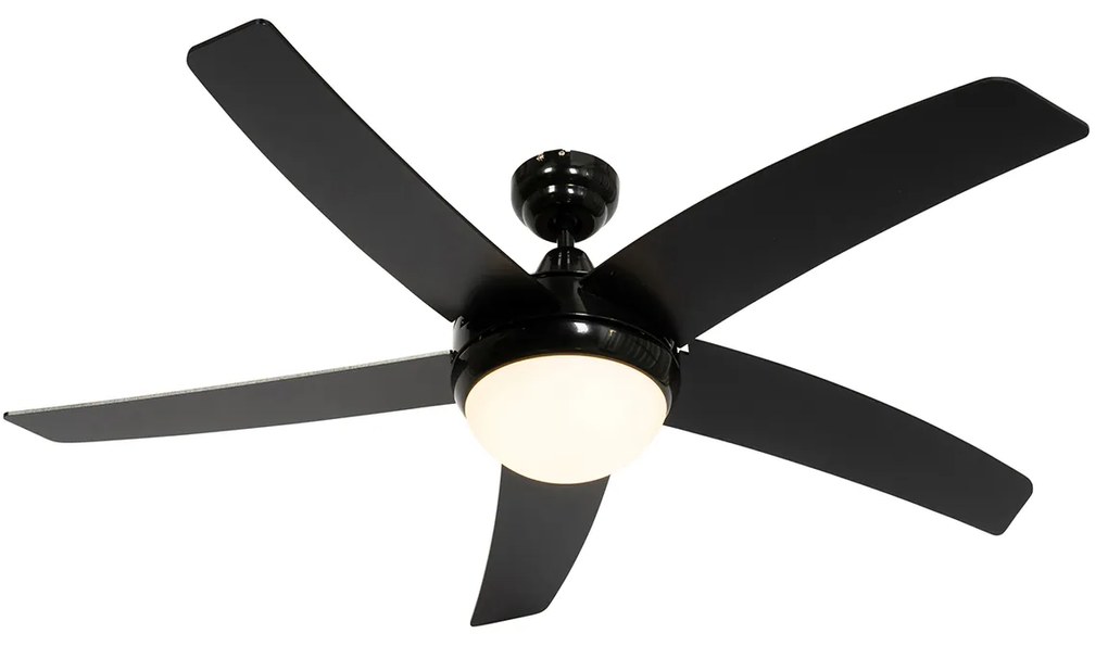 Ventilador de teto inteligente preto com impressão de madeira 132cm incl. LED regulável com controle remoto - Cool