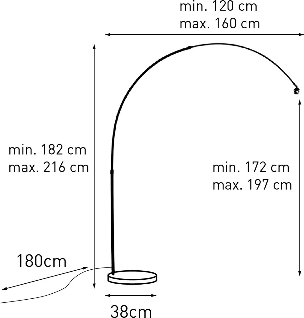 Candeeiro de Arco Moderno Cromado Ajustável sem Abajur