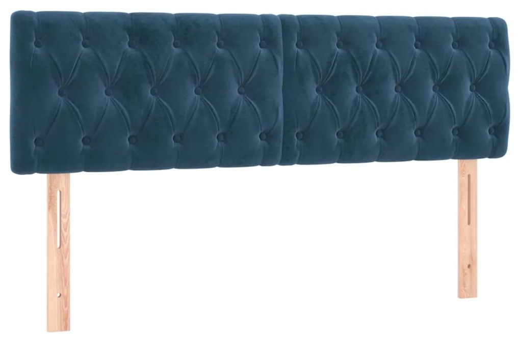 Cama box spring c/ colchão/LED 140x190 cm veludo azul-escuro