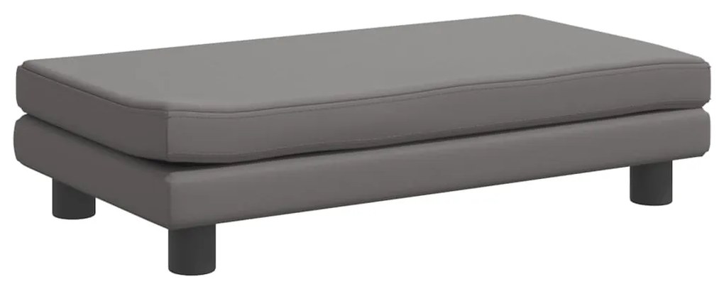 Sofá infantil c/ apoio pés 100x50x30 cm couro artificial cinza