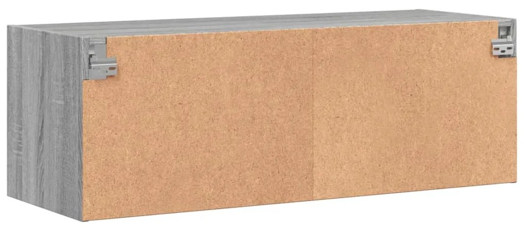 Armário de parede c/ portas de vidro 102x37x35 cm cinza sonoma