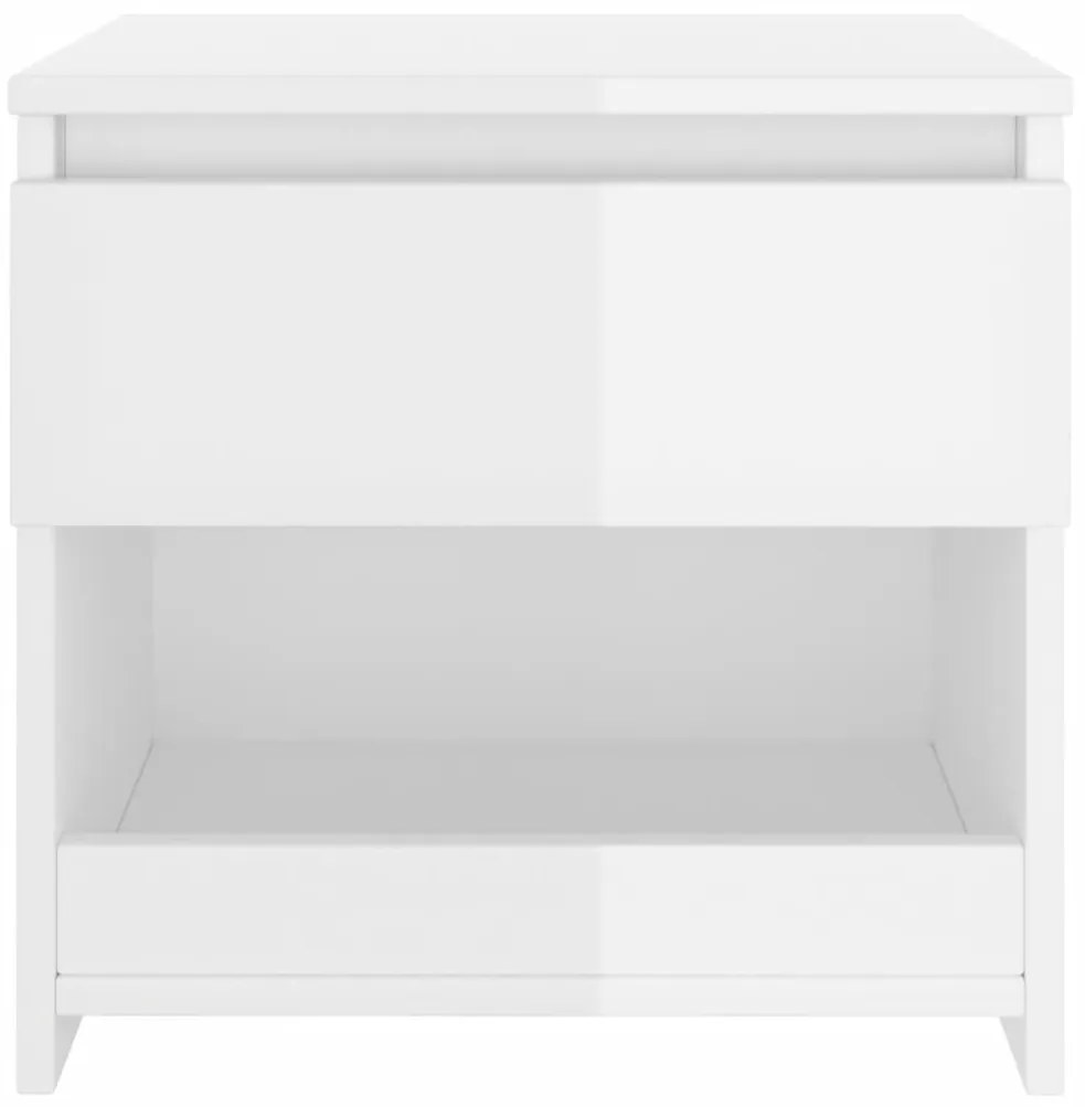 Mesas de cabeceira 2 pcs 40x30x39 cm contrapl. branco brilhante