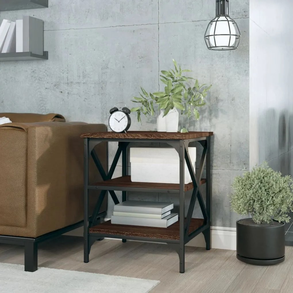 825780 vidaXL Mesa de apoio 40x42x50 cm derivados madeira carvalho castanho