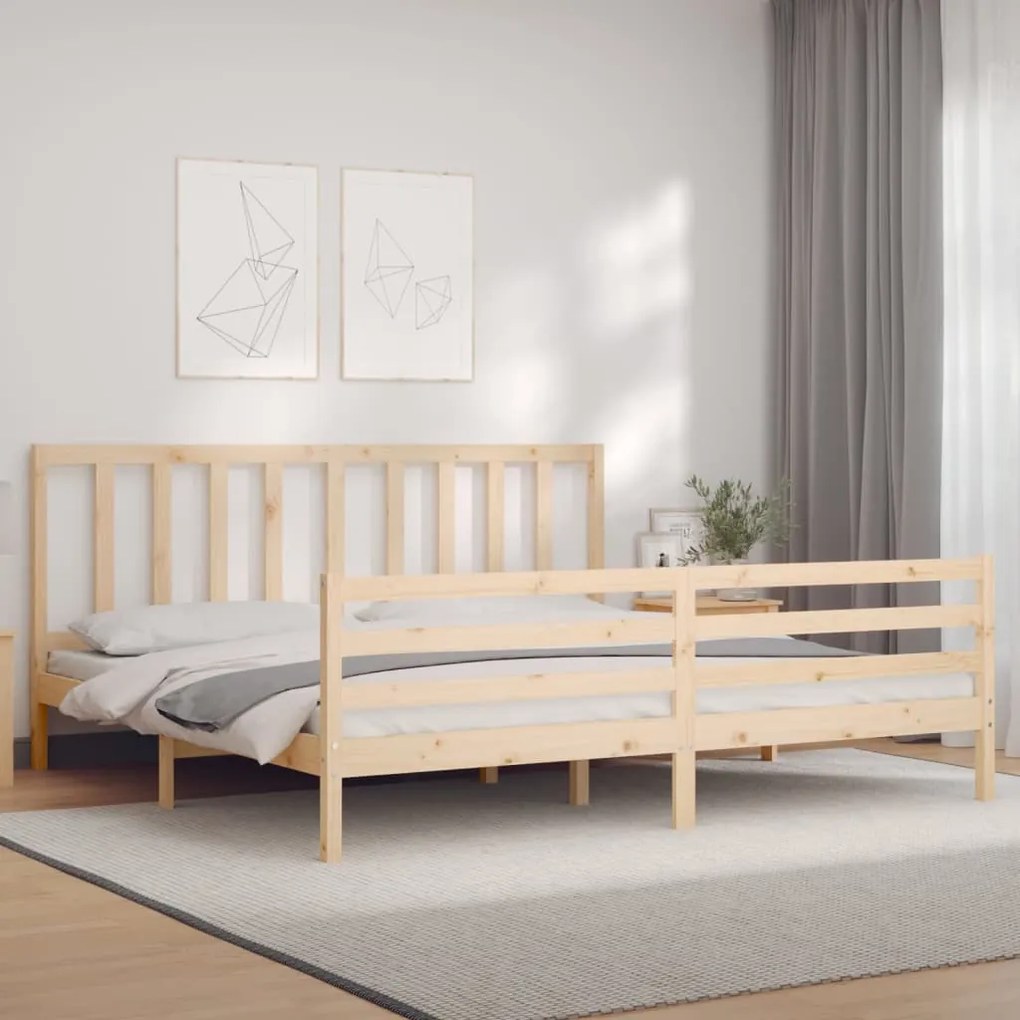 Cama sem colchão 200x200 cm madeira de pinho maciça