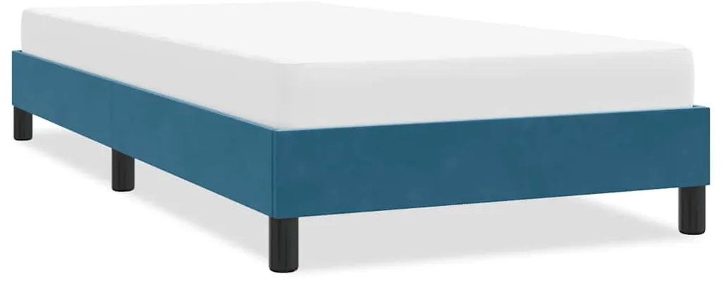 Estrutura de cama sem colchão 90x220 cm veludo azul-escuro