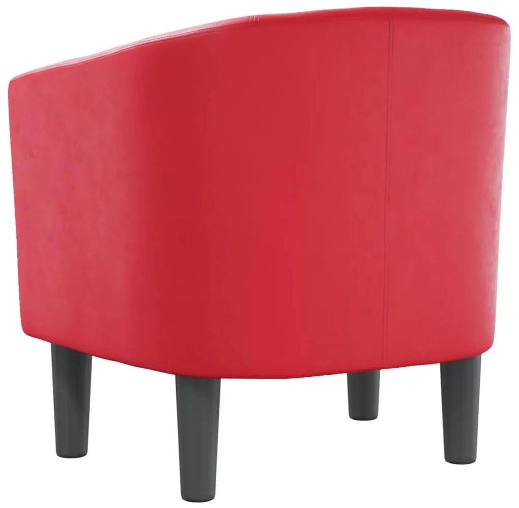 Poltrona couro artificial vermelho