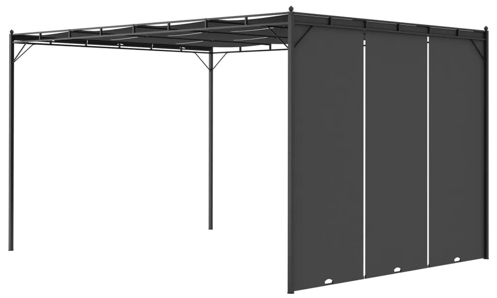 Gazebo de jardim com cortina lateral 4x3x2,25m antracite