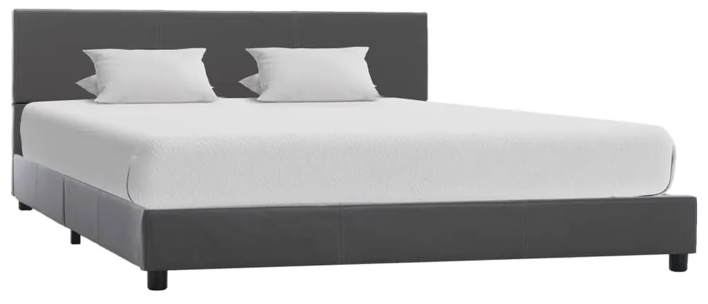 284778 vidaXL Estrutura de cama 160x200 cm couro artificial cinzento