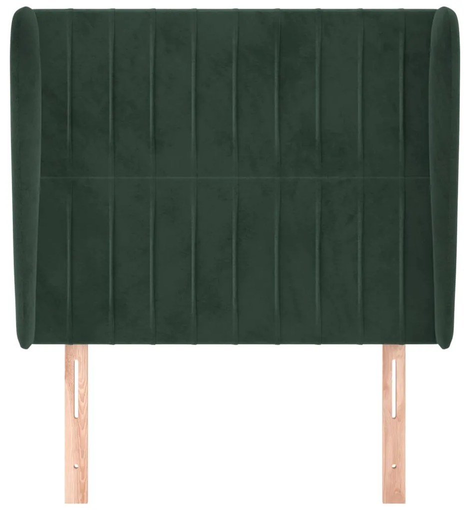 Cabeceira cama c/ abas veludo 103x23x118/128 cm verde-escuro