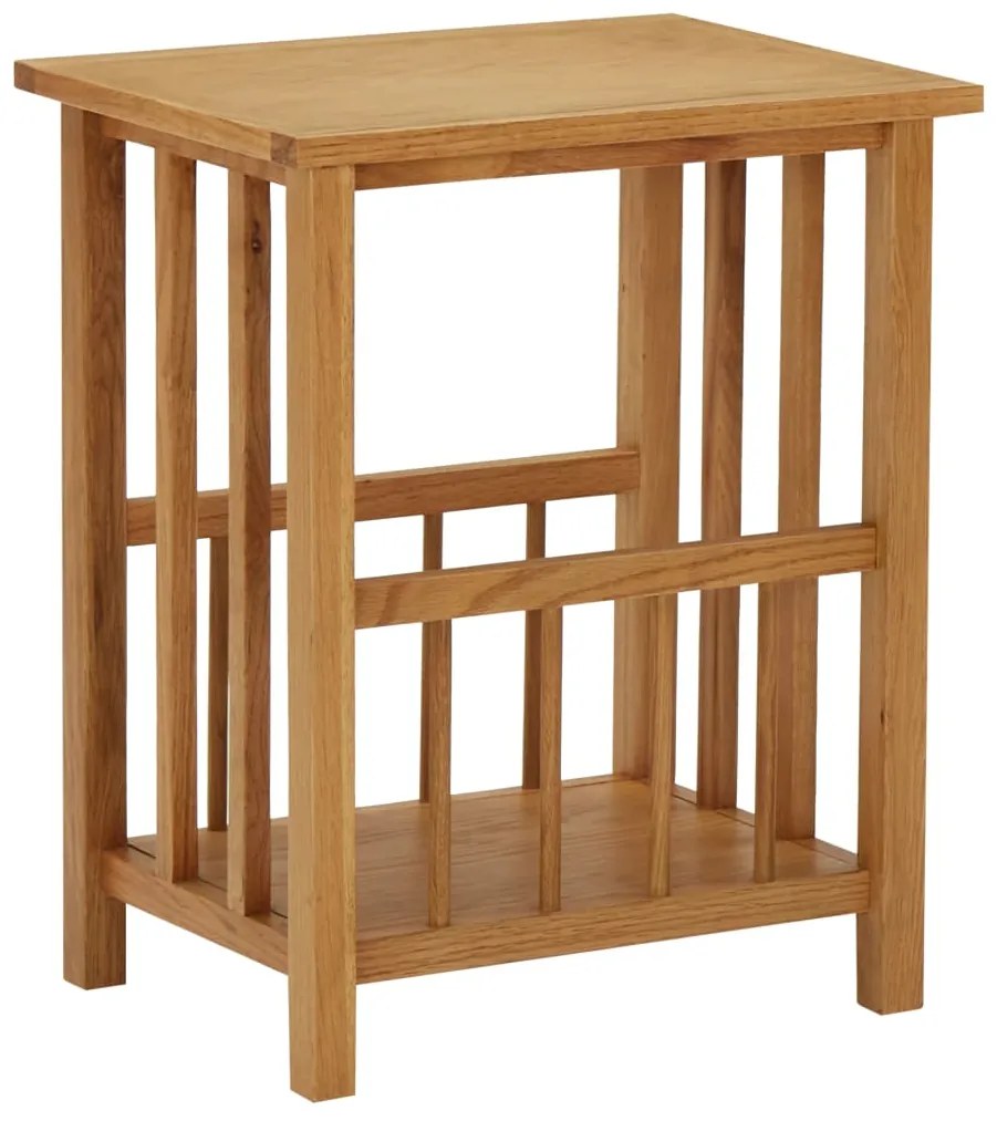 vidaXL Mesa apoio c/ suporte para revistas 45x35x55 cm carvalho maciço