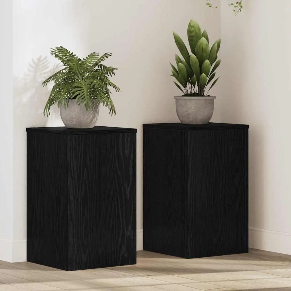 vidaXL Suportes para Plantas 2 pcs Carvalho Preto 30 x 30 x 50 cm em Madeira de Engenharia