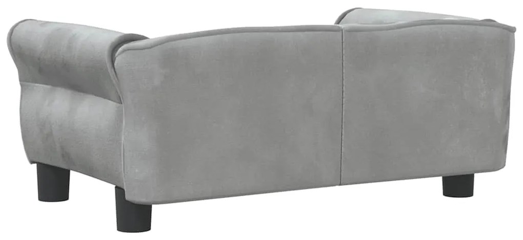 Cama para cães 70x45x30 cm veludo cinzento-claro