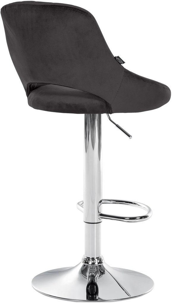 Banco alto Milet em veludo com estrutura cromada 85-106 x 47 x 48 cm Preto