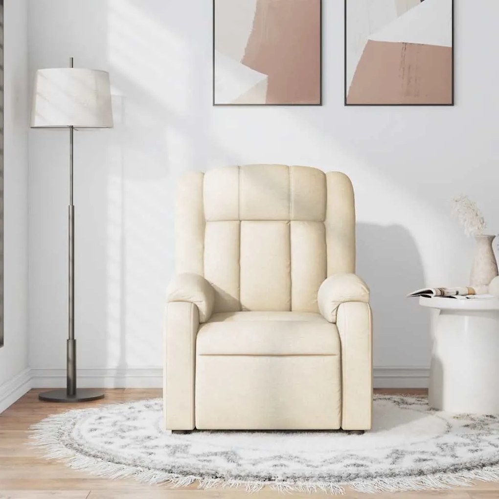 Poltrona de massagens reclinável tecido cor creme