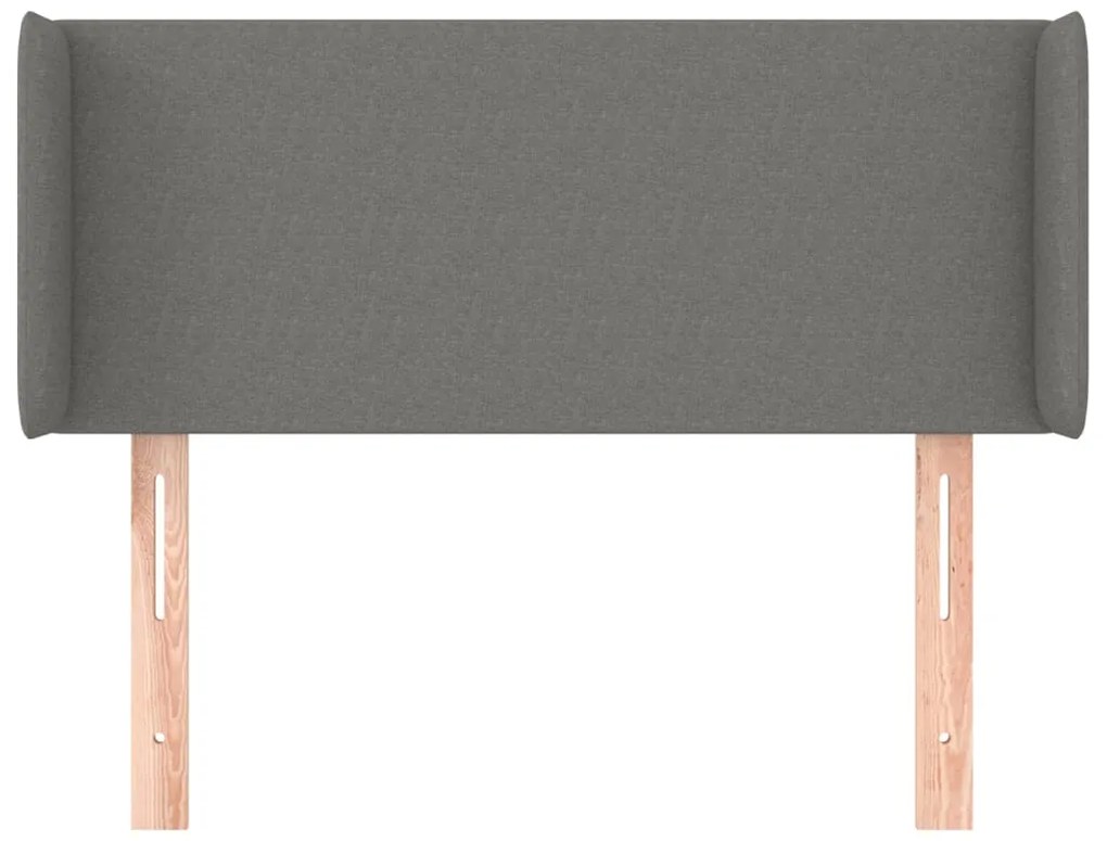 Cabeceira de cama c/ abas tecido 103x16x78/88cm cinzento-escuro