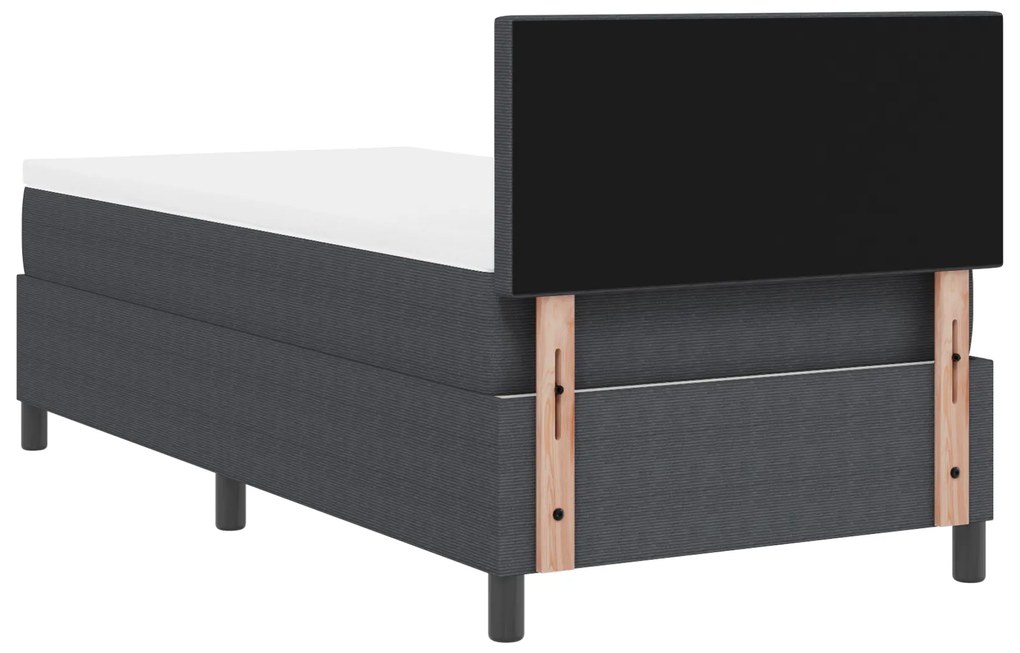 Cama Box Spring com Colchão Cinza Escuro 80x200 cm Tecido de Corduroy