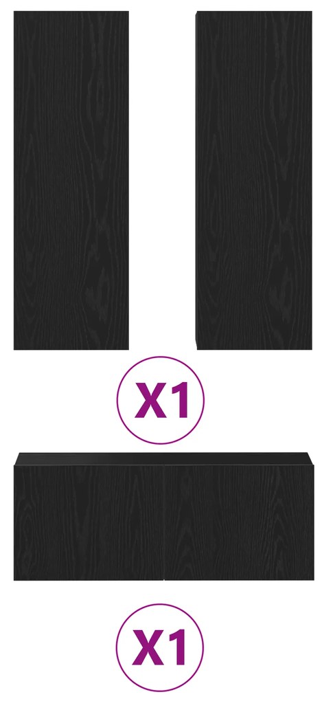 Conjunto de Móveis para TV vidaXL de 3 Peças Montado na Parede em Carv
