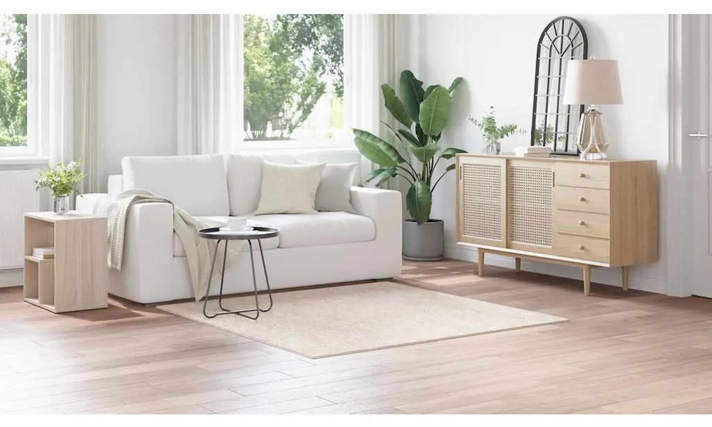 Tapete shaggy de alto pelo creme 160x160 cm PP