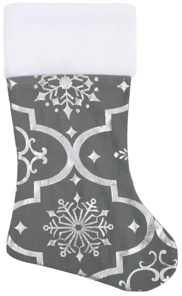 Saia de árvore de Natal luxuosa 122 cm com meia tecido cinzento