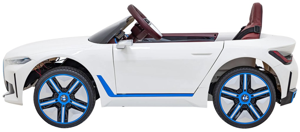 Carro elétrico para Crianças BMW I4 12V, Rodas Espuma EVA, Assento couro ecológico Branco