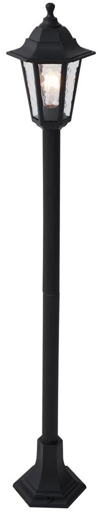 Poste de exterior clássico preto 122cm IP44 - New Haven Hammered Clássico / Antigo