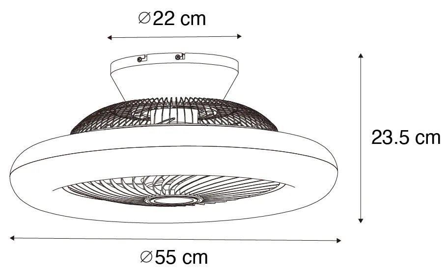 Ventilador de teto em madeira com LED e comando remoto - Clima Design,Rústico