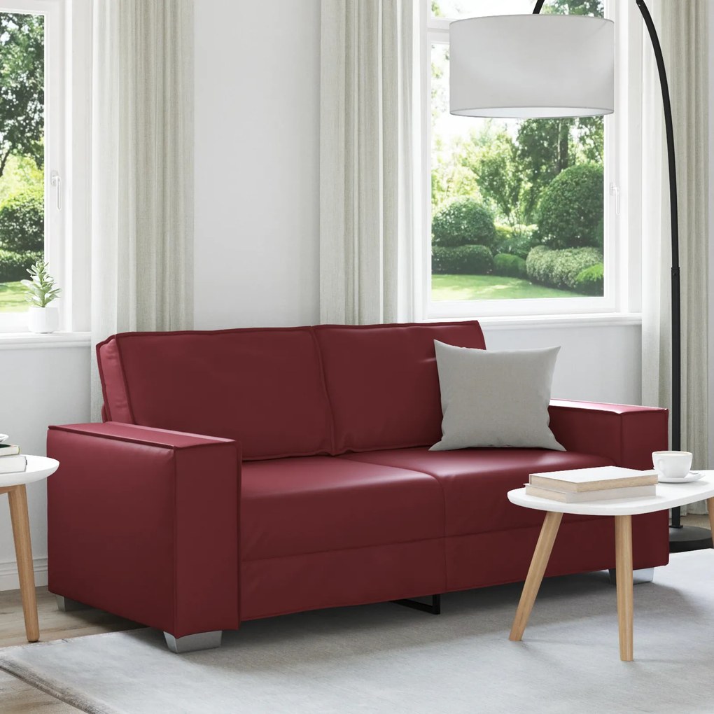 Sofá Loveseat vidaXL Vinho 140 cm em Couro Sintético
