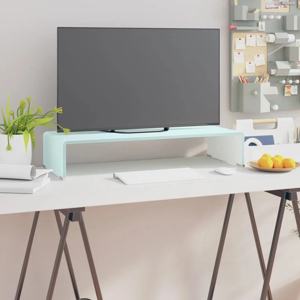 Suporte de TV/monitores em vidro branco 70x30x13 cm