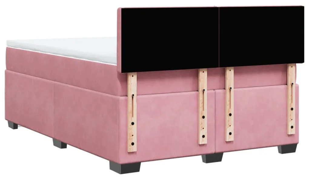 Cama com molas/colchão 160x200 cm veludo rosa
