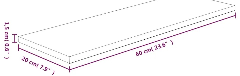 Prateleira 60x20x1,5 cm carvalho maciço não tratado