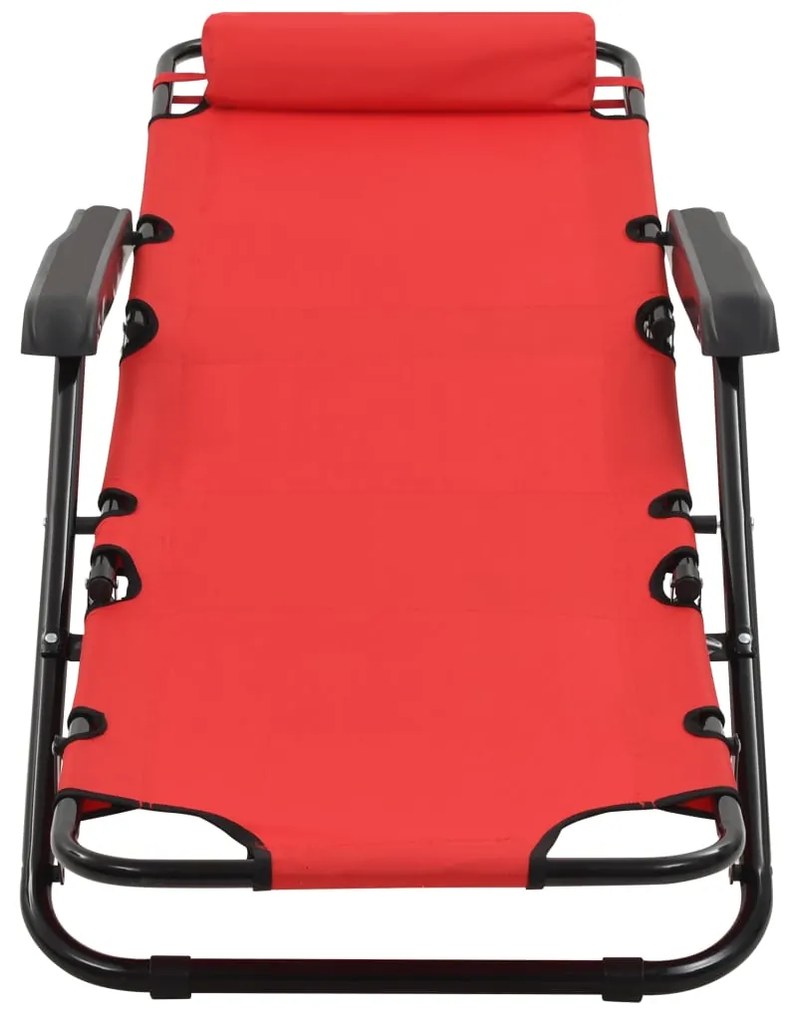 Espreguiçadeiras dobráveis c/ apoio de pés 2 pcs aço vermelho