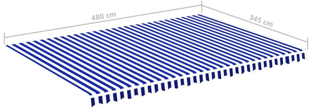 Tecido de substituição para toldo 5x3,5 m azul e branco