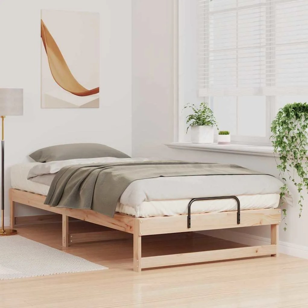 Estrutura de Cama com Alças Castanho 100 x 200 cm