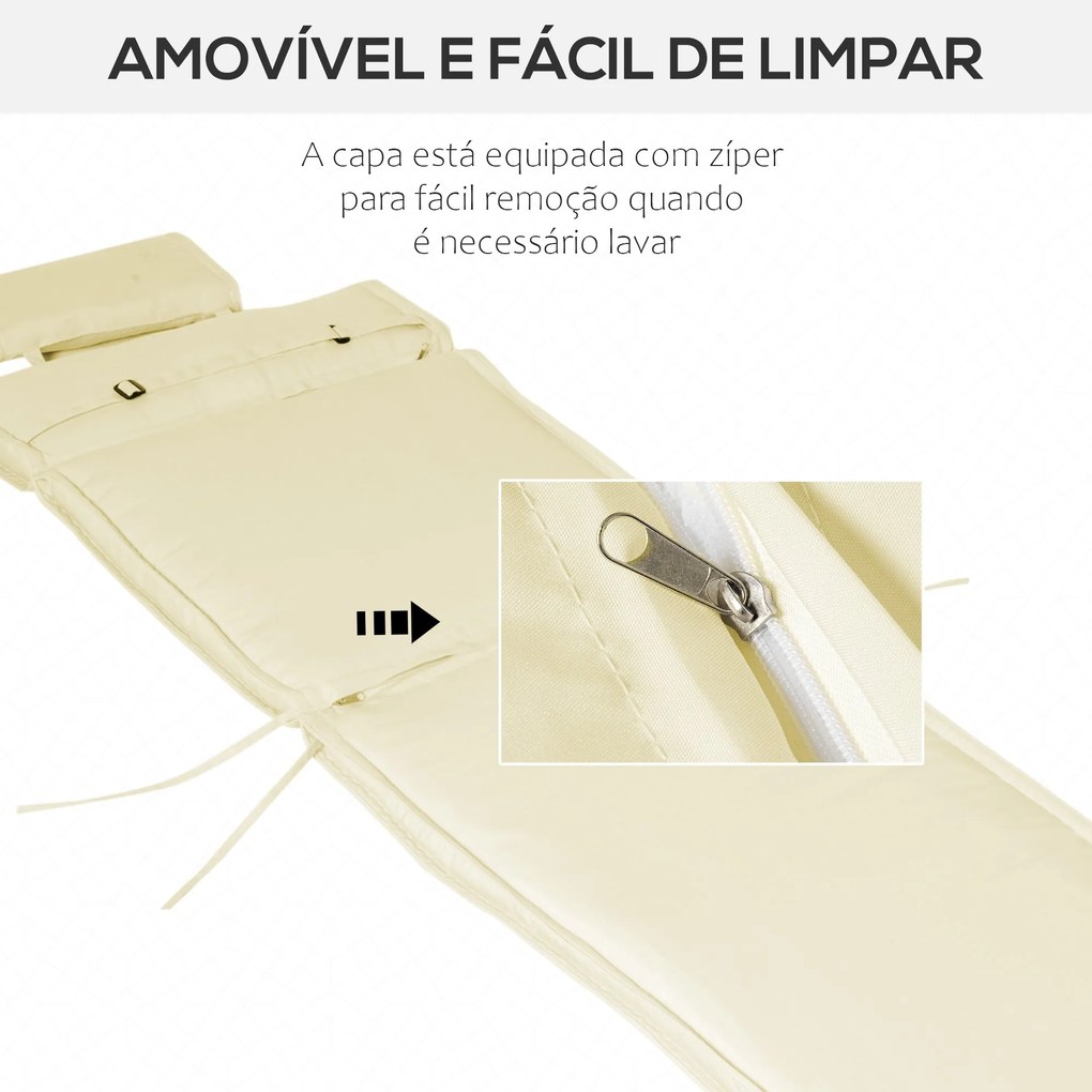 Almofada para Espreguiçadeira 198x53x5cm Almofada Suave para Espreguiç