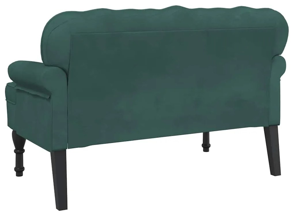 Banco com encosto 119,5x64,5x75 cm veludo verde-escuro