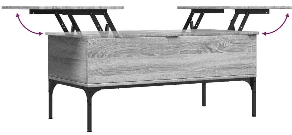 Mesa de centro 100x50x45cm derivados madeira/metal cinza sonoma
