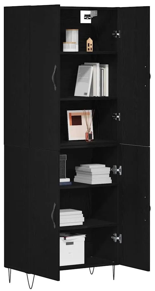 Armário Alto vidaXL Carvalho Preto 69,5x34x180 cm Madeiras de Engenhar