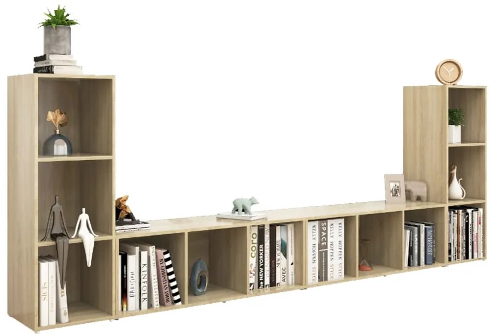 Móveis de TV 4 pcs 107x35x37 cm contraplacado carvalho sonoma