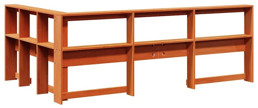 Estante cabeceira forma de L 120 cm pinho maciço castanho-mel