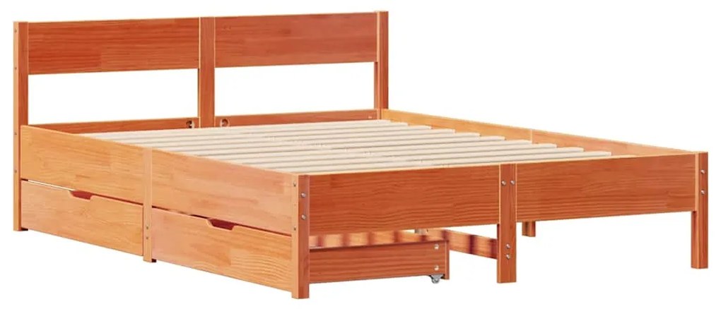 Cama sem colchão 140x190 cm pinho maciço castanho-mel