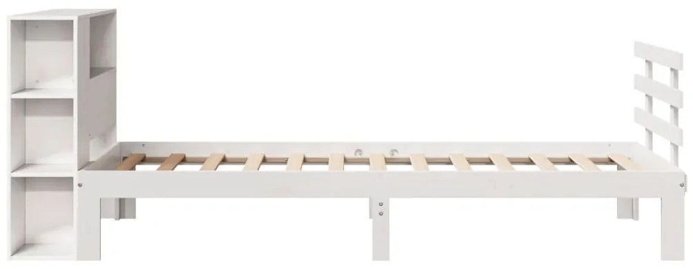 Cama com estante sem colchão 100x200 cm pinho maciço branco
