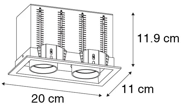 Foco embutido moderno preto ajustável 2-luzes - Roof