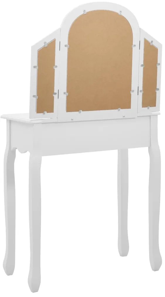 Toucador c/ banco 65x36x128 cm MDF e madeira paulownia branco