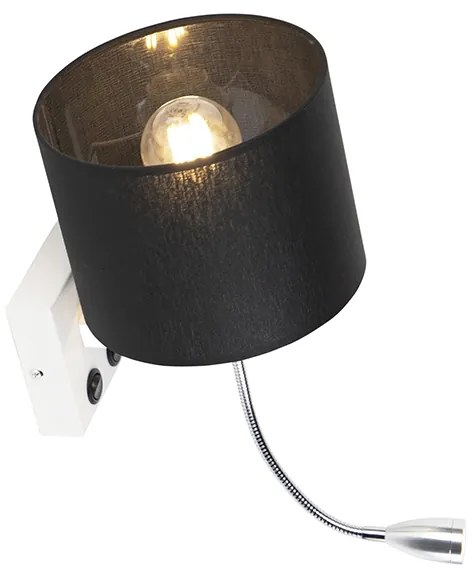 LED Candeeiro de parede moderno branco com cúpula preta - Brescia Moderno