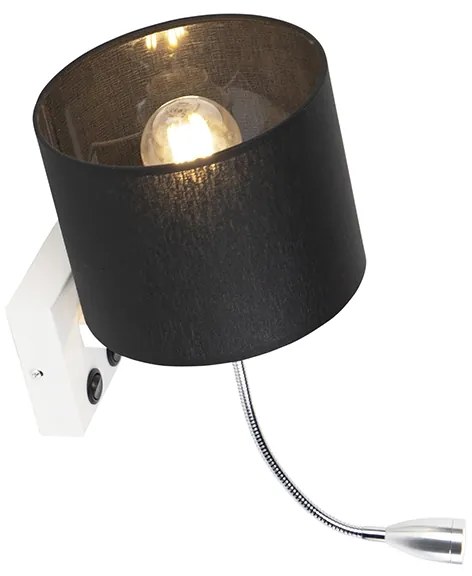 LED Candeeiro de parede moderno branco com sombra preta - Brescia Moderno