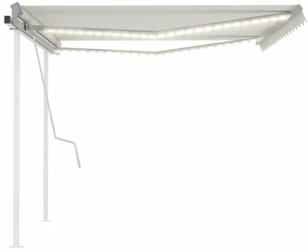 Toldo retrátil manual com luzes LED 4,5x3 m cor creme
